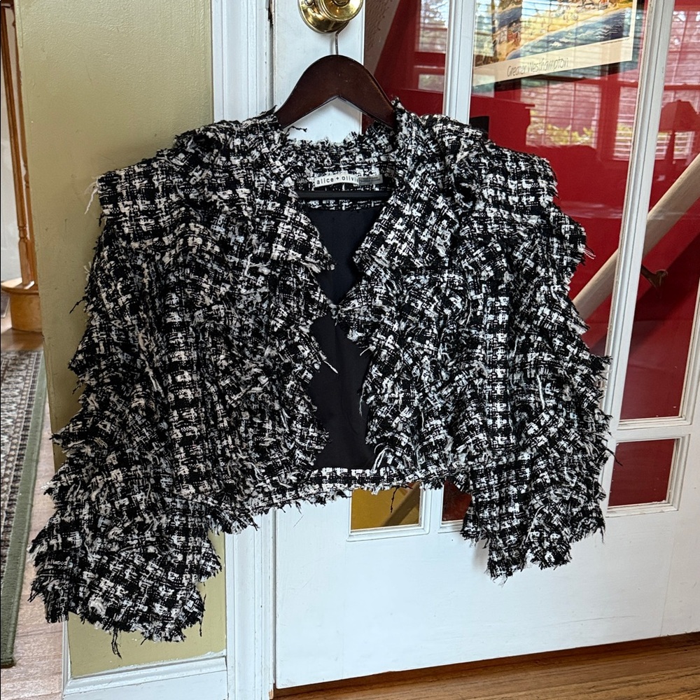 Chic Black and White Tweed Jacket